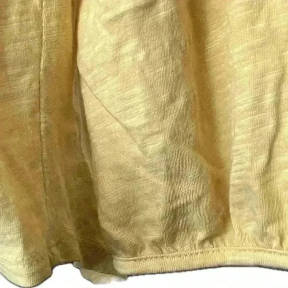 Lucky Brand Henley style Embroidered Shirt Yellow Top - Picture 8 of 8